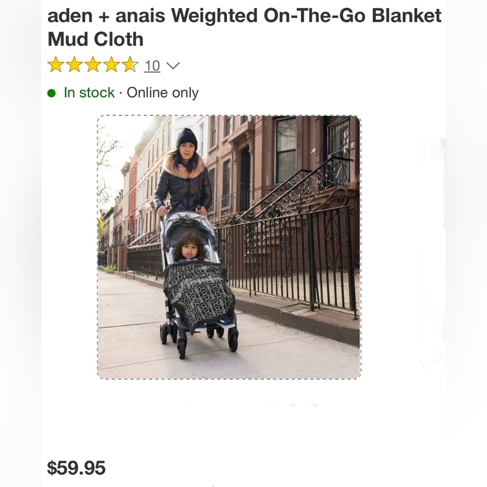 NWOT . . .  aden + anais Weighted On-The-Go Blanket Mud Cloth